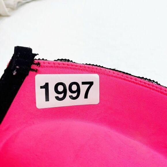 BUY 1 GET 1 FREE Jezebel 34b hot pink black lace mesh bra lingerie - Picture 12 of 12